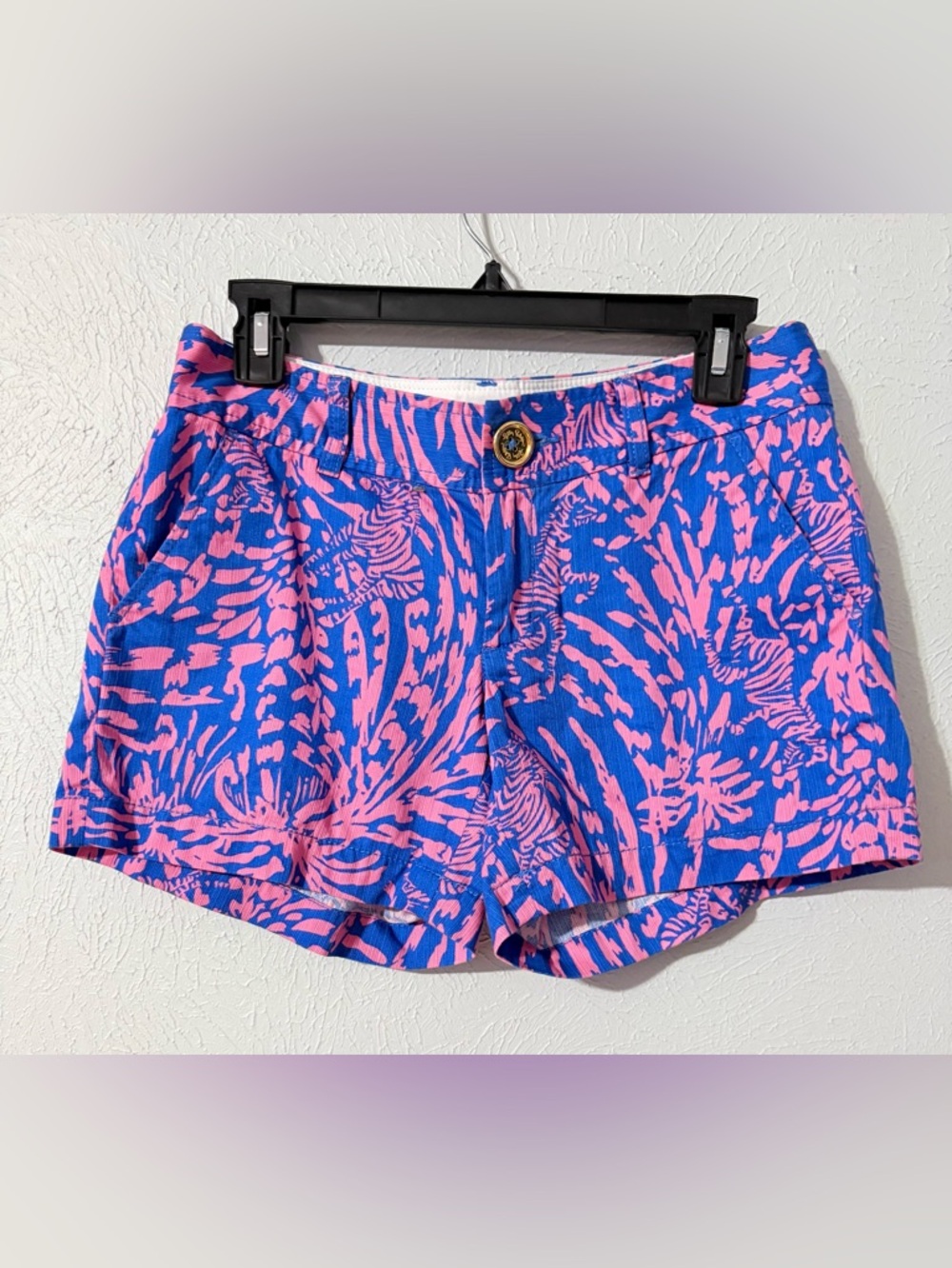 Lilly Pulitzer Callahan Shorts Pink Blue Zebra Print Cotton Women Tagged size 2